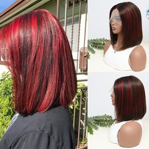 Human Hair Ombre Red Wig